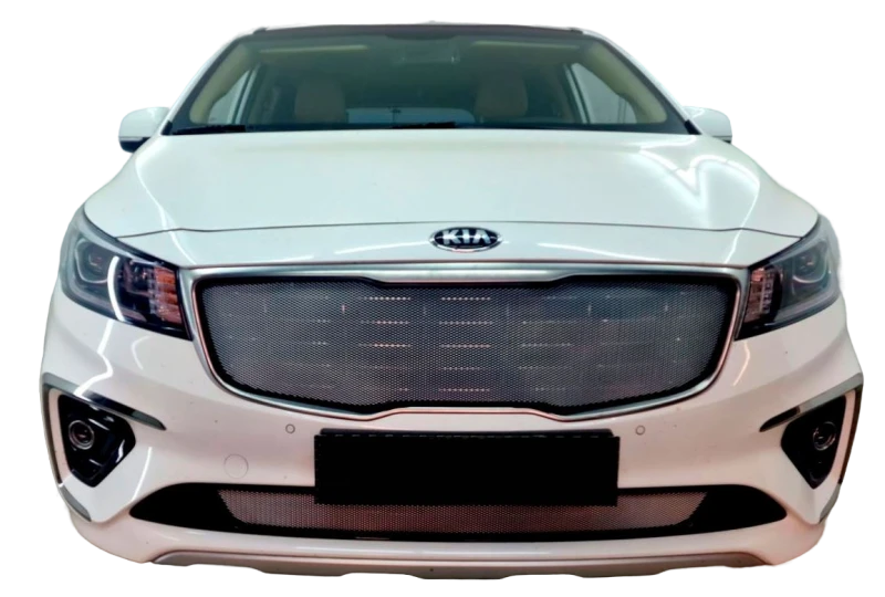 Комплект сеток chrome верх и низ (Luxary) для Kia Carnival (YP) III Рестайлинг Хром Стрелка 11 KCAR.top.chrome-KCAR.bot2.chrome