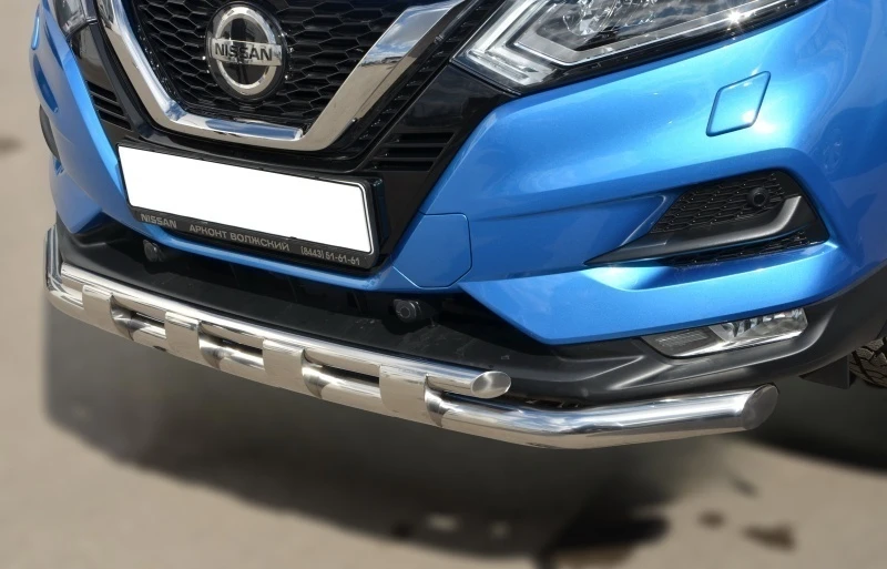 Защита переднего бампера двойная с перемычками d60/42 мм для Nissan Qashqai II Рестайлинг  Юко NQ.17.75