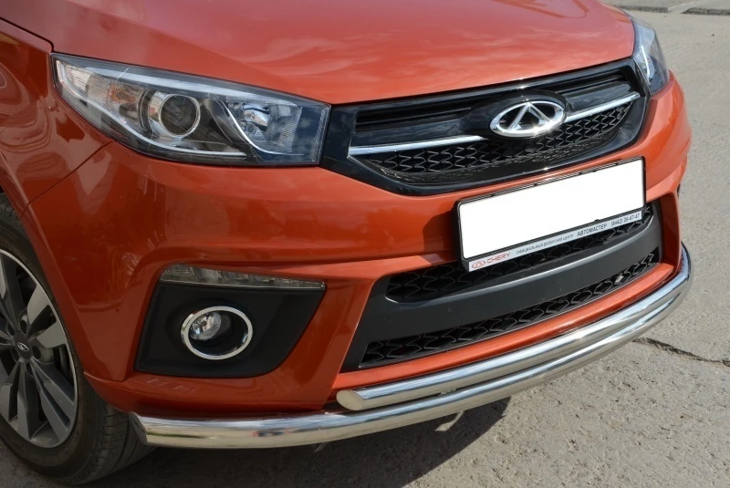 Защита переднего бампера двойная d60/42 мм для Chery Tiggo 3 I  Юко CHTG.17.03