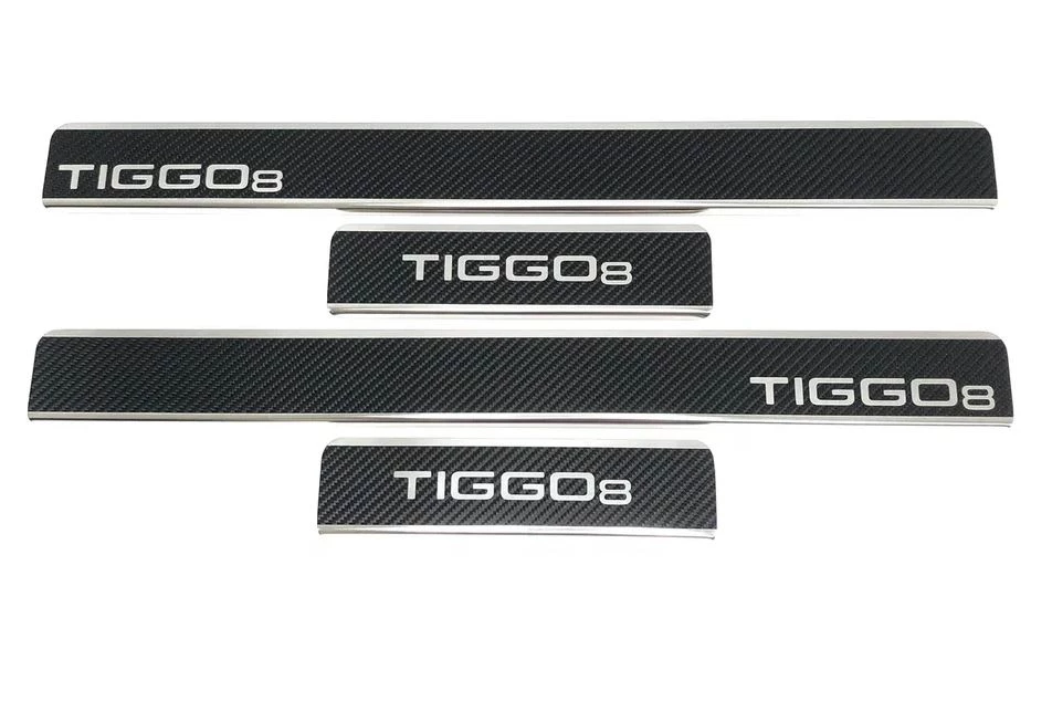 Накладки на пороги нержавеющая сталь под карбон 4шт. для Chery Tiggo 8 I