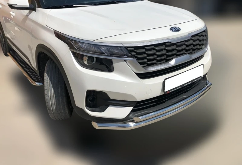 Защита переднего бампера двойная d60/42 мм для Kia Seltos I  Юко KSL.20.03