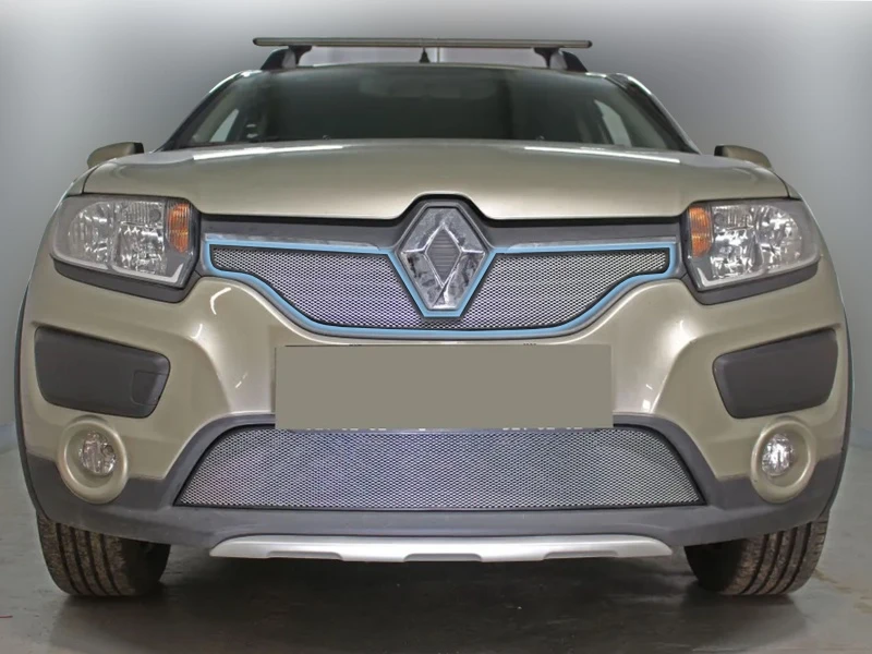 Защитная сетка радиатора на верх для Renault Logan II Хром Стрелка 11 RLOG14.RSAN14.top.chrome