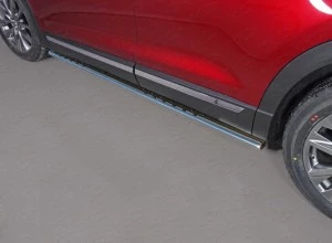 Пороги овальные с проступью 75х42 мм для Mazda CX-9 II Рестайлинг