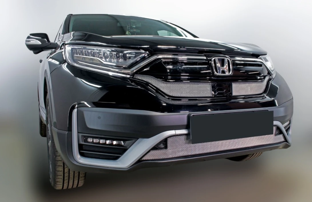 Комплект сеток chrome верх 2 части верх и низ с парктроником для Honda CR-V V Рестайлинг Хром