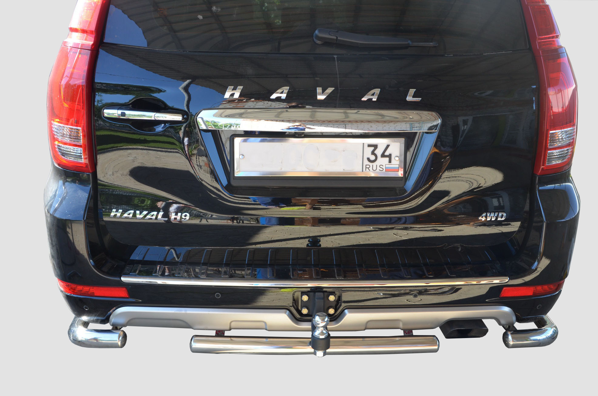 Защита заднего бампера+угловая защита d60 мм для Haval H9 I