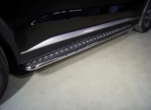 Пороги с площадкой 42,4 мм для Hyundai Palisade I Рестайлинг  ТСС HYUNPAL21-11