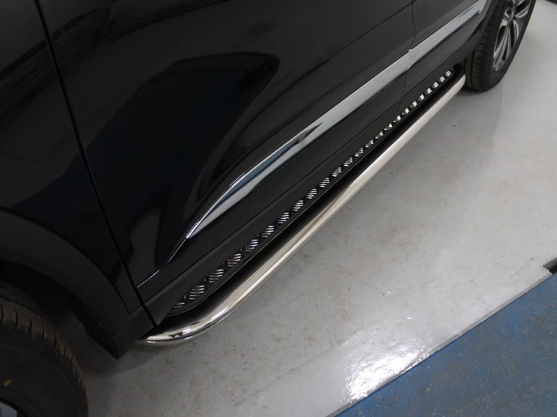 Пороги с площадкой 75х42 мм для Chery Tiggo 8 I Рестайлинг