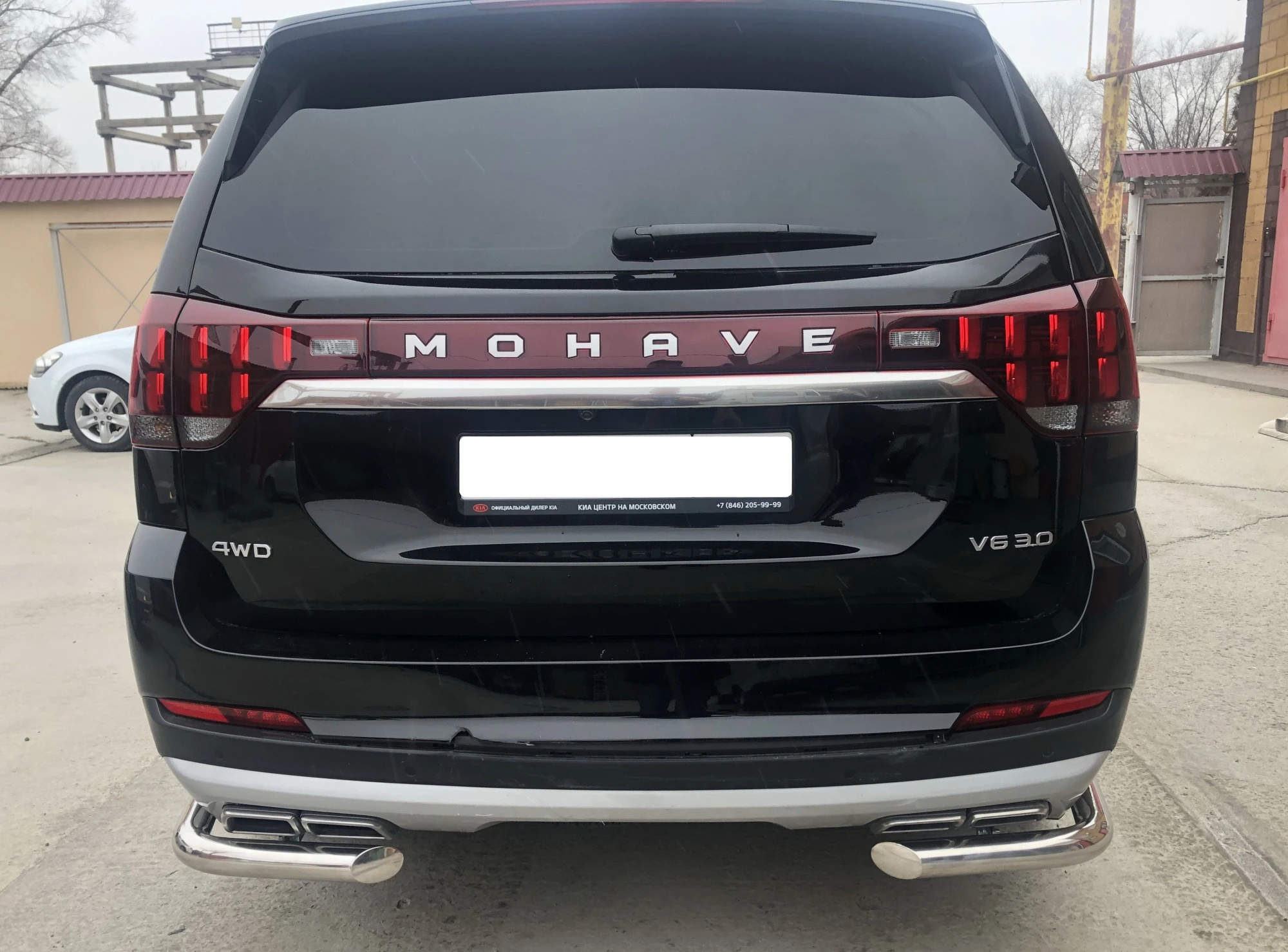 Защита заднего бампера угловая d60 мм для Kia Mohave I Рестайлинг 2  Юко KMH.21.17