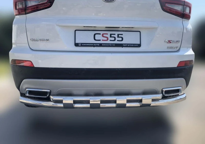 Защита заднего бампера двойная с перемычками d60/42 мм для Changan CS55 I  Юко CGCS55.18.25