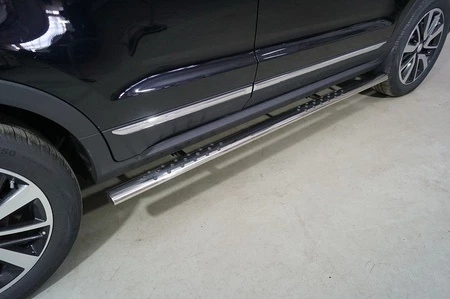 Пороги овальные с проступью 75х42 мм для Changan CS55 I