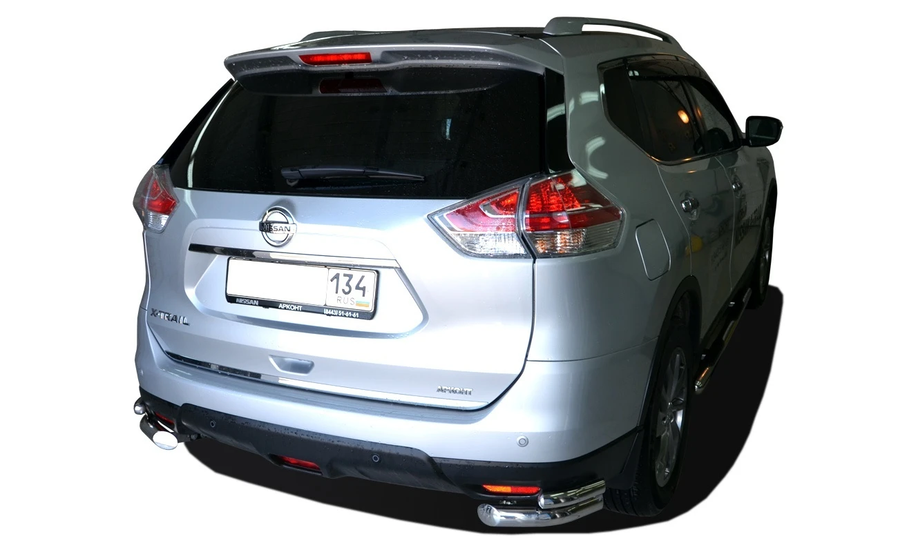 Защита заднего бампера угловая двойная малая d60/42 мм для Nissan X-Trail III  Юко NXT.15.19