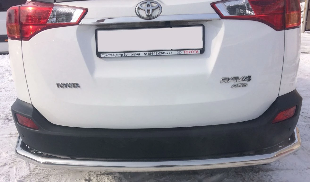 Защита заднего бампера угловая большая двойная d60/42 мм для Toyota RAV4 IV (XA40) Рестайлинг  Юко TRAV.15.21
