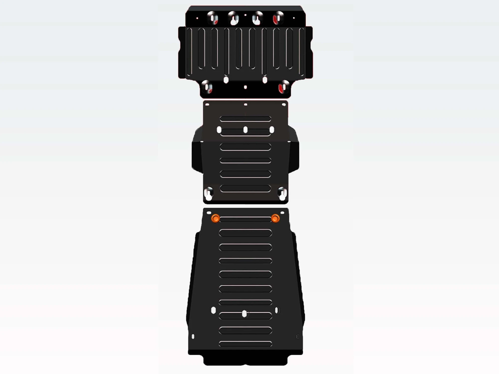Защита картера и КПП (3 части) для Toyota Tundra II Черный Alfeco ALF2461ST