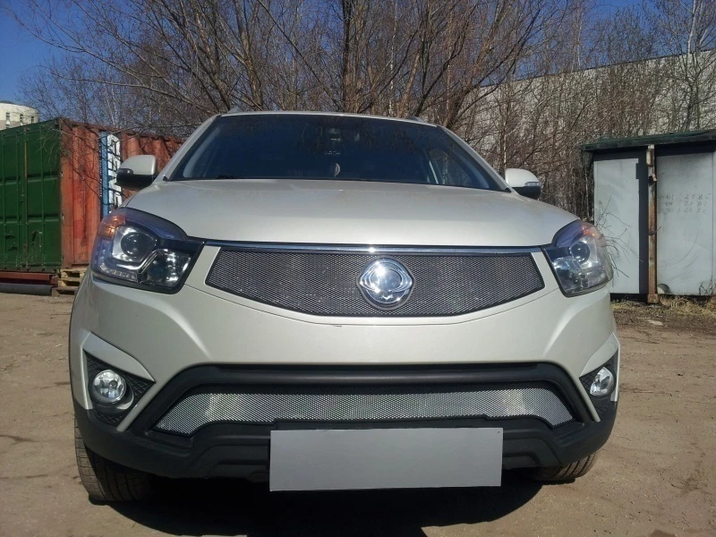 Защитная сетка радиатора низ для SsangYong Actyon II Рестайлинг Хром Стрелка 11 SYAC13.bot.chrome