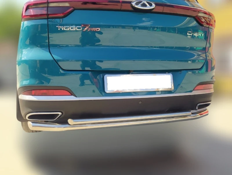 Защита заднего бампера двойная d60/42 мм для Chery Tiggo 7 Pro I  Юко CTGP.7.21.16