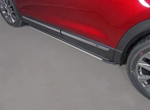 Пороги алюминиевые "Slim Line Silver" 1920 мм для Mazda CX-9 II Серебрянный ТСС MAZCX917-24S
