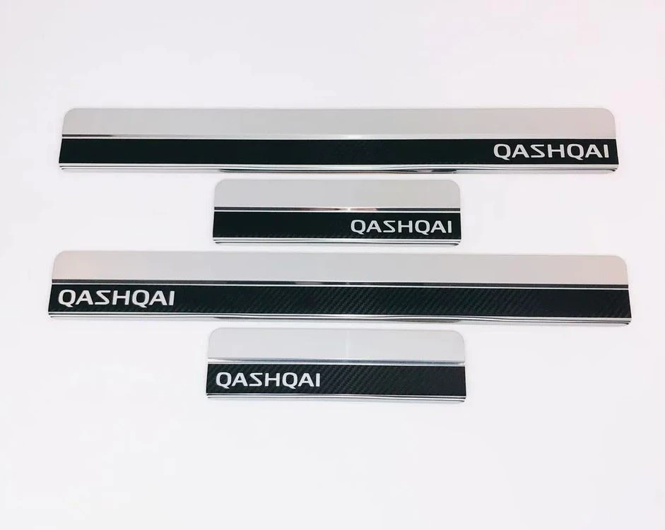 Накладки на пороги нержавеющая сталь под карбон 4шт. для Nissan Qashqai II
