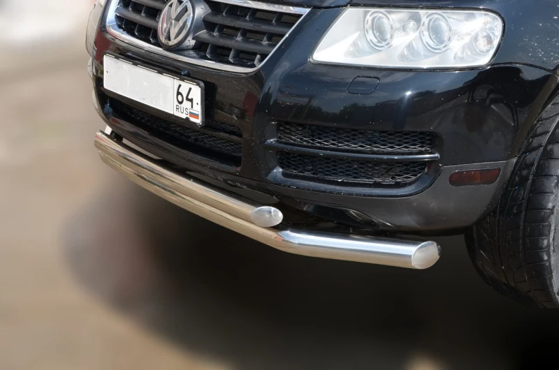 Защита переднего бампера двойная d76/60 мм для Volkswagen Touareg I  Юко VWTR.04.03-1
