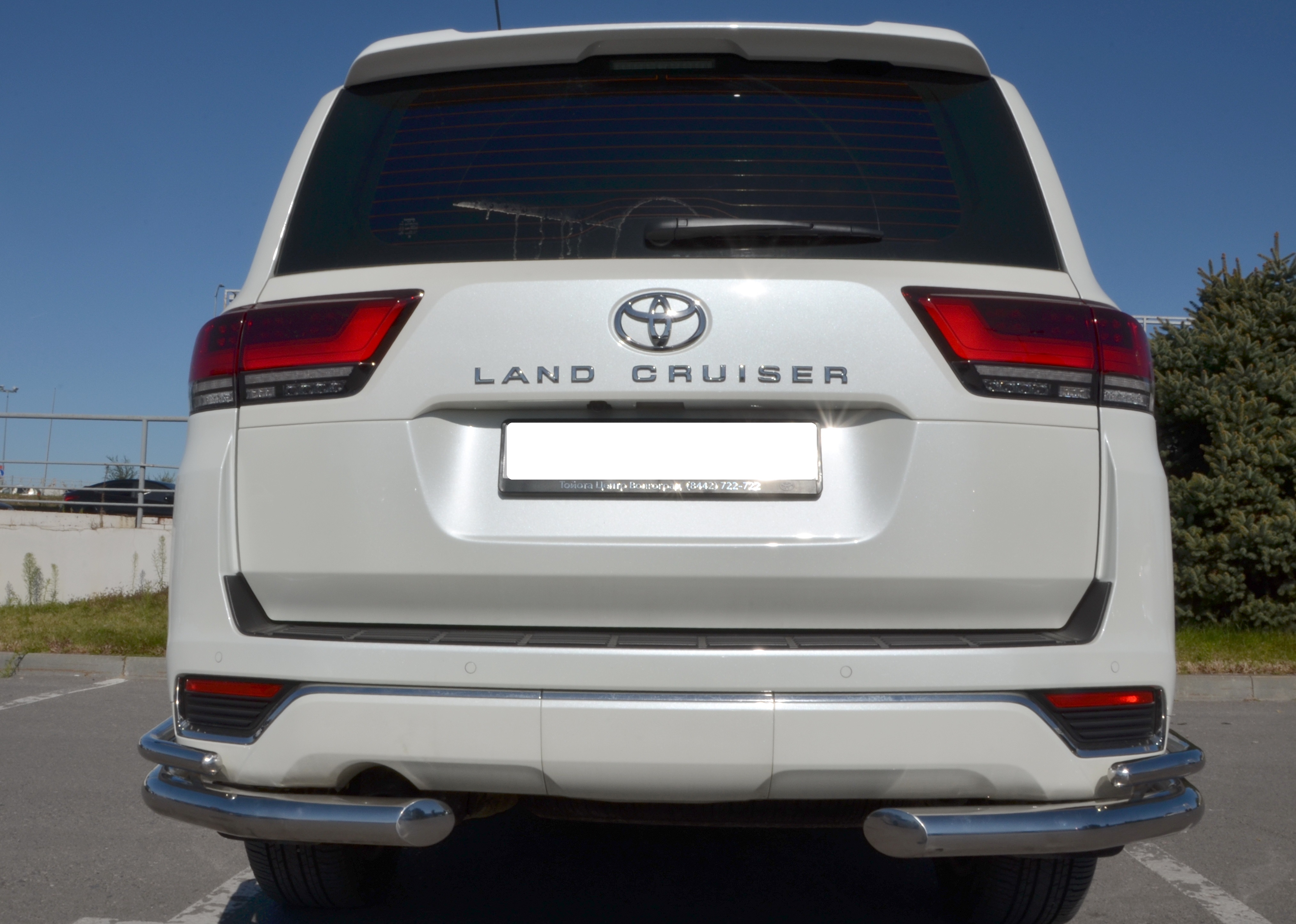 Защита заднего бампера угловая двойная d76/42 мм для Toyota Land Cruiser 300 Series