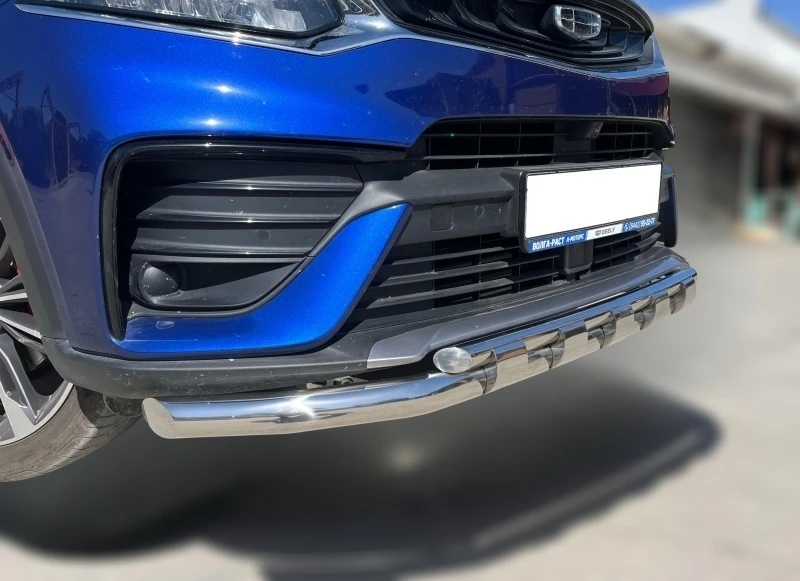 Защита переднего бампера двойная с перемычками d60/42 мм для Geely Tugella I  Юко GT.21.75