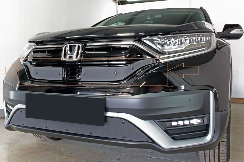 Зимняя заглушка радиатора к съемной сетке верх (2 части) для Honda CR-V V Рестайлинг Черный Стрелка 11 HCRV19.top