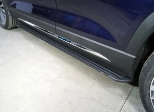 Пороги алюминиевые "Slim Line Black" 1920 мм для Jetour X90 PLUS Черный ТСС JETX90PL23-05B