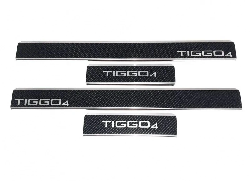 Накладки на пороги нержавеющая сталь под карбон 4шт. для Chery Tiggo 4 I Рестайлинг  INOX INOX.CHER.TIG4.2017.CARBON