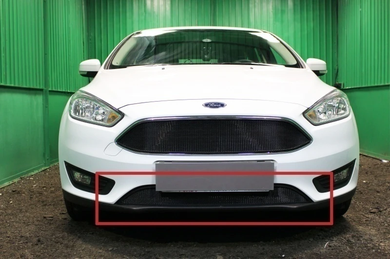 Защитная сетка радиатора низ для Ford Focus III Рестайлинг Черный Стрелка 11 FFOCIII14.bot.black