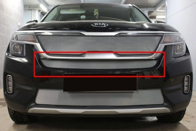 Защитная сетка радиатора центр для Kia Seltos I Хром Стрелка 11 KSEL20.mid.chrome