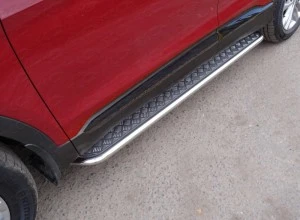 Пороги с площадкой 42,4 мм для Hyundai Santa Fe IV  ТСС HYUNSF18-18