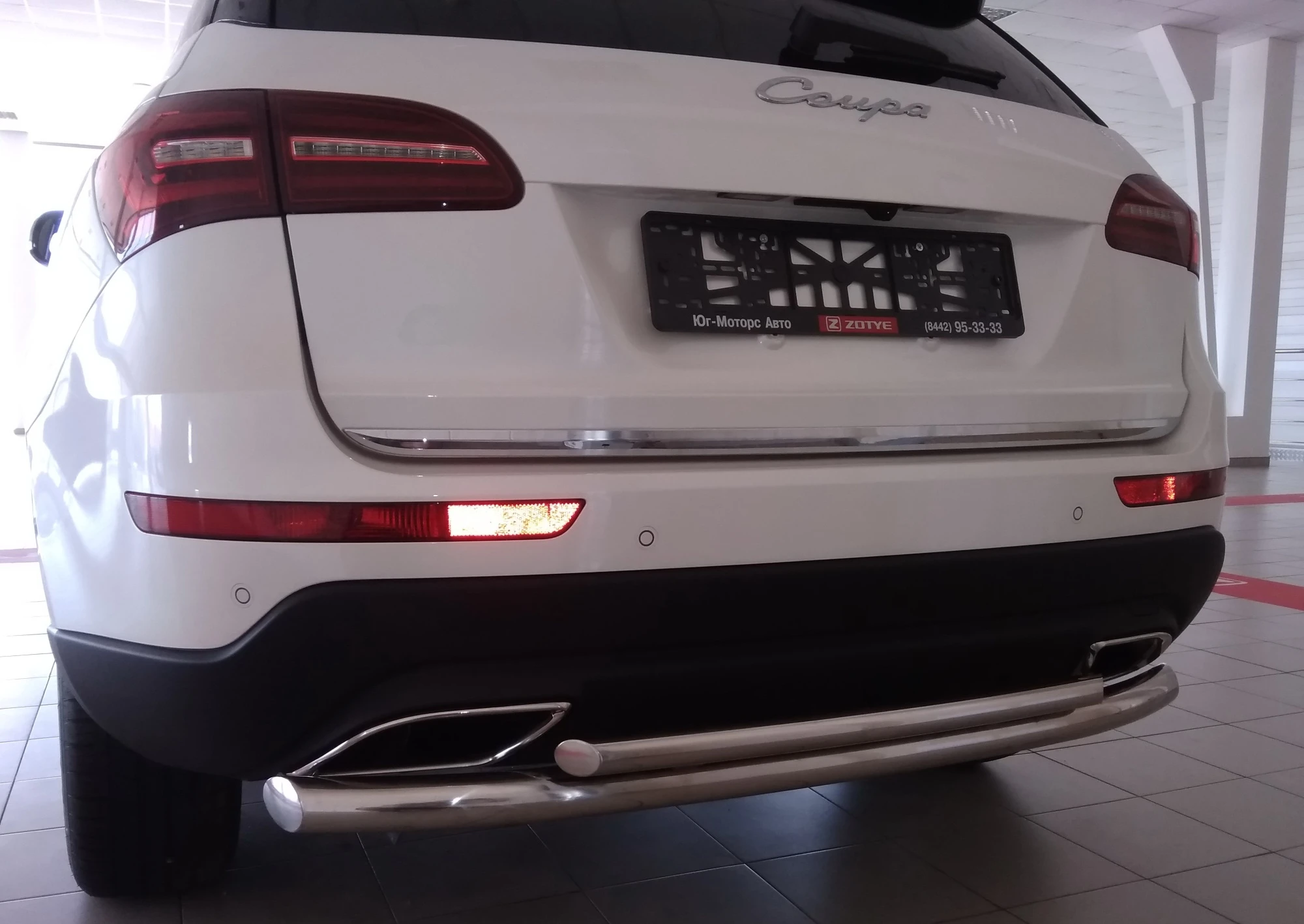 Защита заднего бампера двойная d60/42 мм для Zotye Coupa I  Юко ZTC.18.16