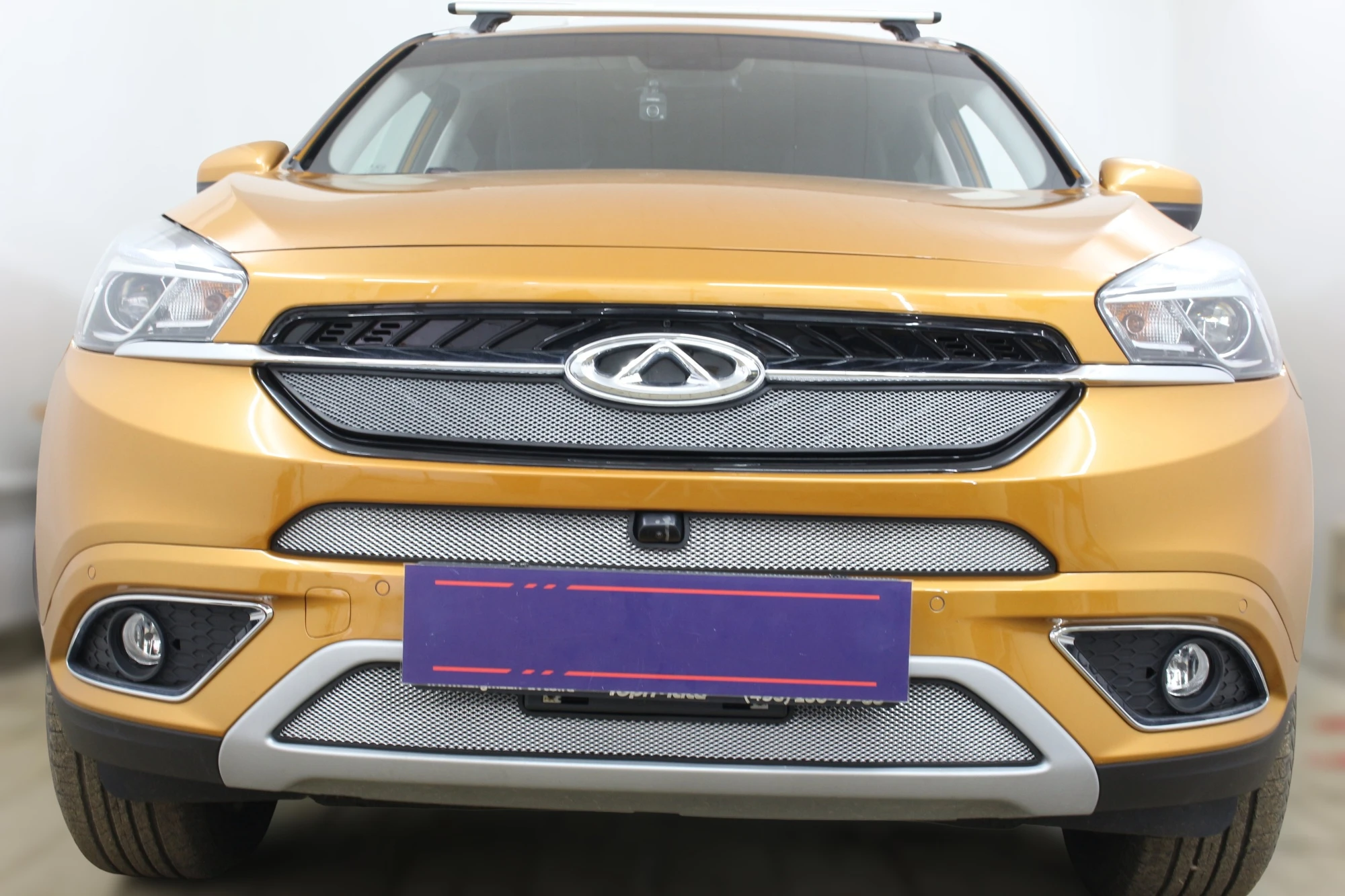 Комплект сеток chrome верх, низ и центр с камерой для Chery Tiggo 7 I