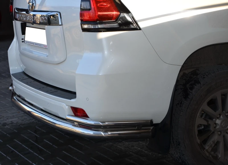 Защита заднего бампера угловая большая двойная d76/42 мм для Toyota Land Cruiser Prado 150 Series  Юко TLCP150.10.21-2