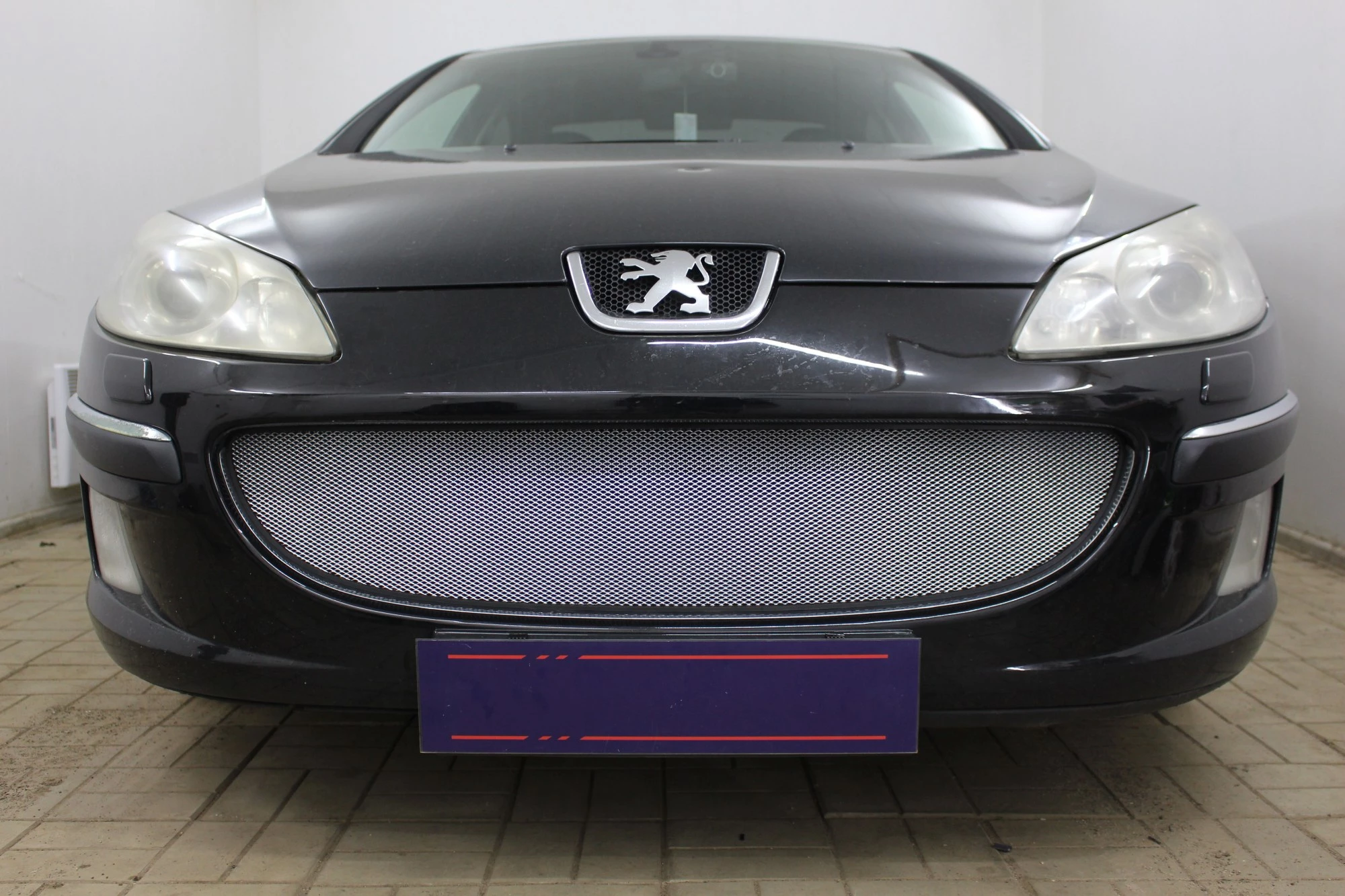 Защитная сетка радиатора низ для Peugeot 407 Хром