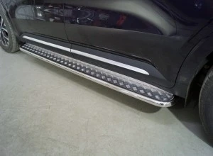 Пороги с площадкой 42,4 мм для Kia Carnival IV  ТСС KIACAR21-25