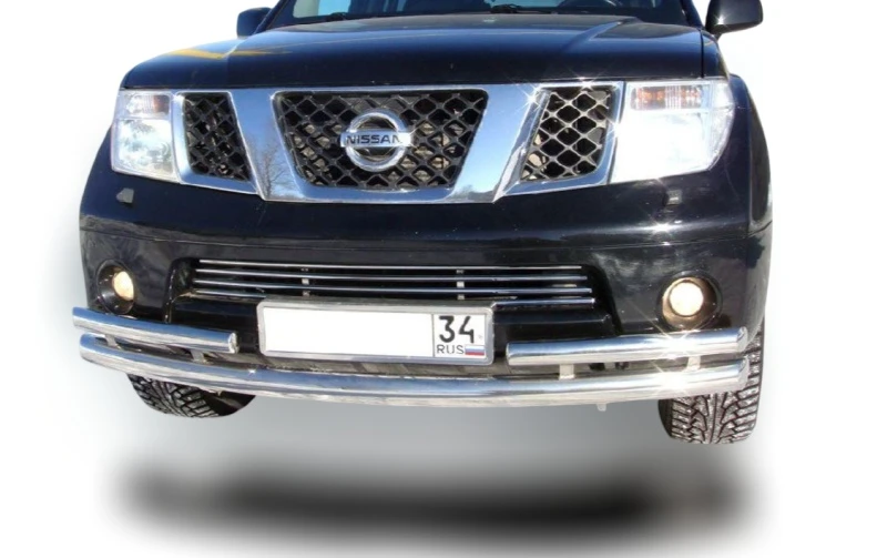 Защита переднего бампера 1 длинная 2 коротких d76/53 мм для Nissan Pathfinder III Рестайлинг  Юко NPF.10.71
