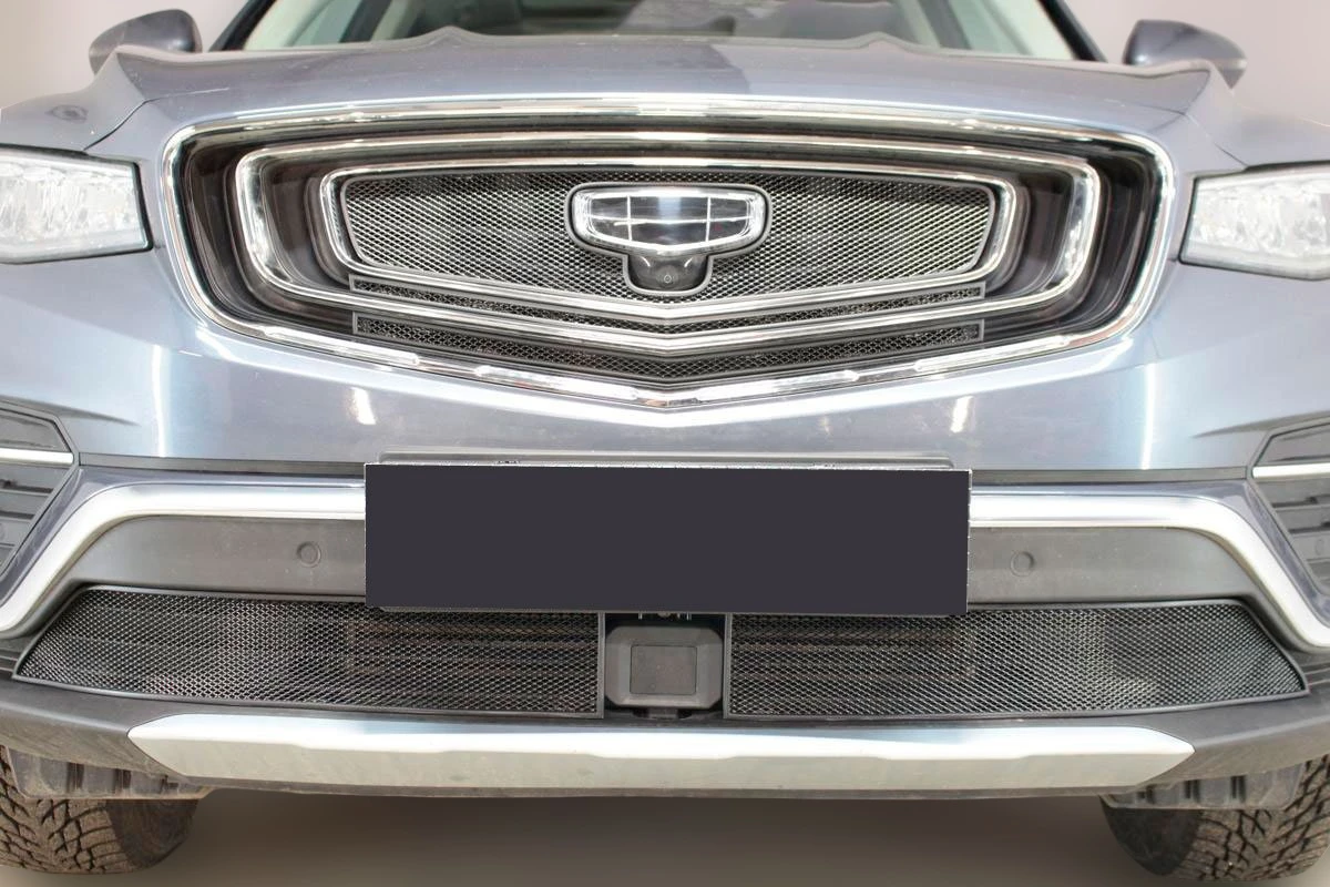 Комплект сеток black верх 3 части и низ 2 части с датчиком ACC для Geely Atlas Pro