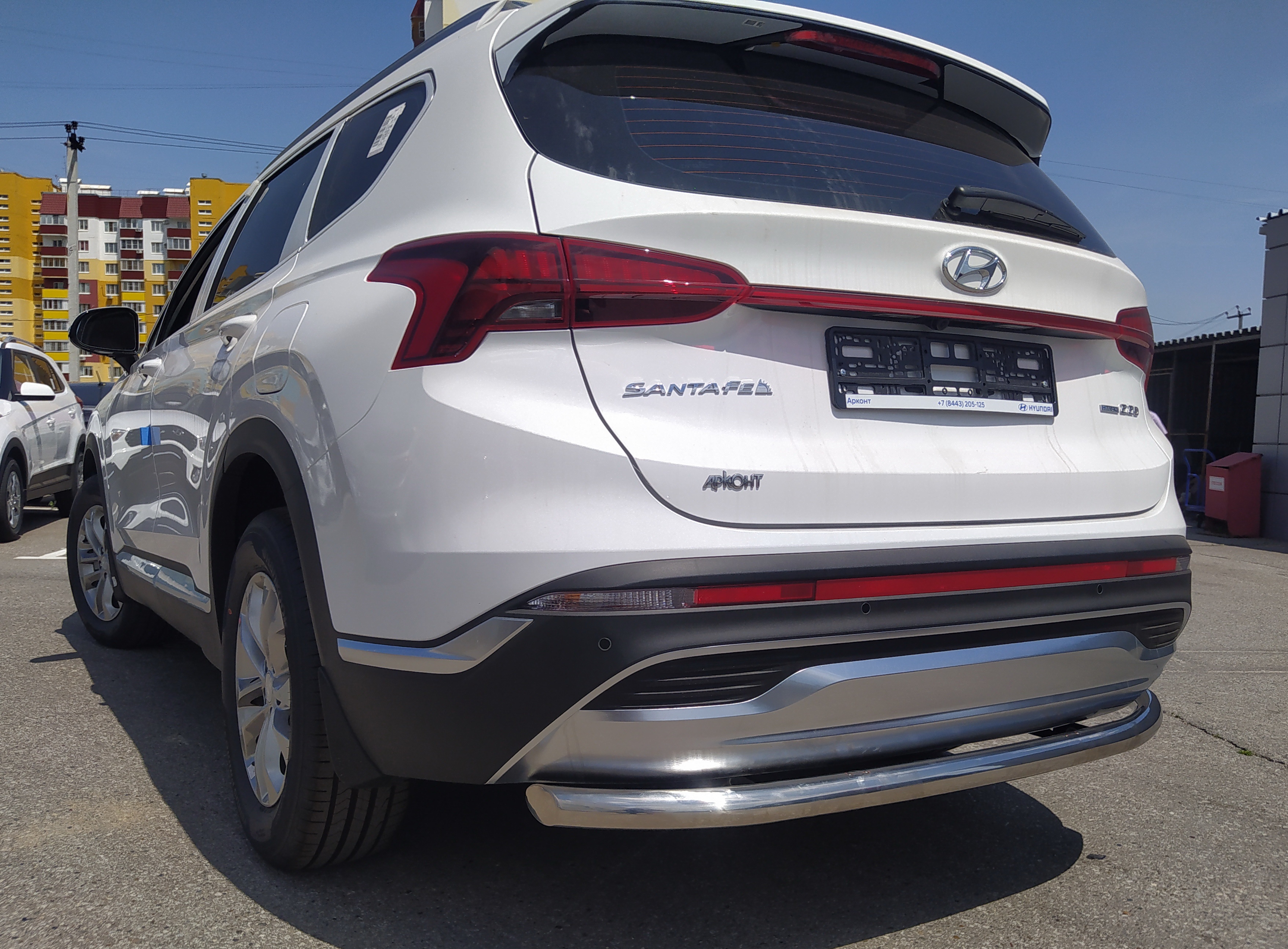 Защита заднего бампера d60 мм для Hyundai Santa Fe IV Рестайлинг