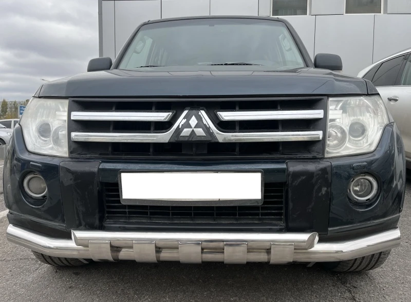 Защита переднего бампера двойная с перемычками d76/60 мм для Mitsubishi Pajero IV  Юко MSP4.06.75