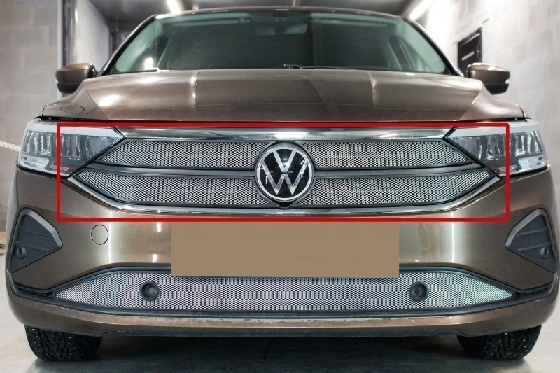 Защитная сетка радиатора верх 4 части для Volkswagen Polo VI Хром Стрелка 11 VWPOL20.top.chrome