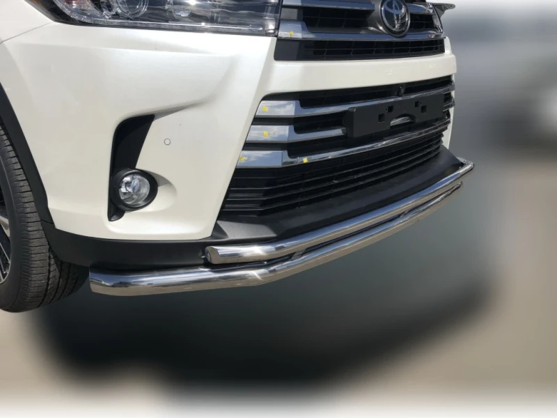 Защита переднего бампера двойная с подгибами d60/42 мм для Toyota Highlander III (U50) Рестайлинг  Юко THL.17.03-1