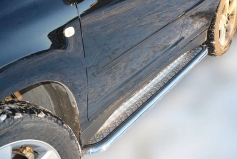 Пороги с накладным листом d53 мм для Lexus RX II Рестайлинг  Юко LRX.300.03.41