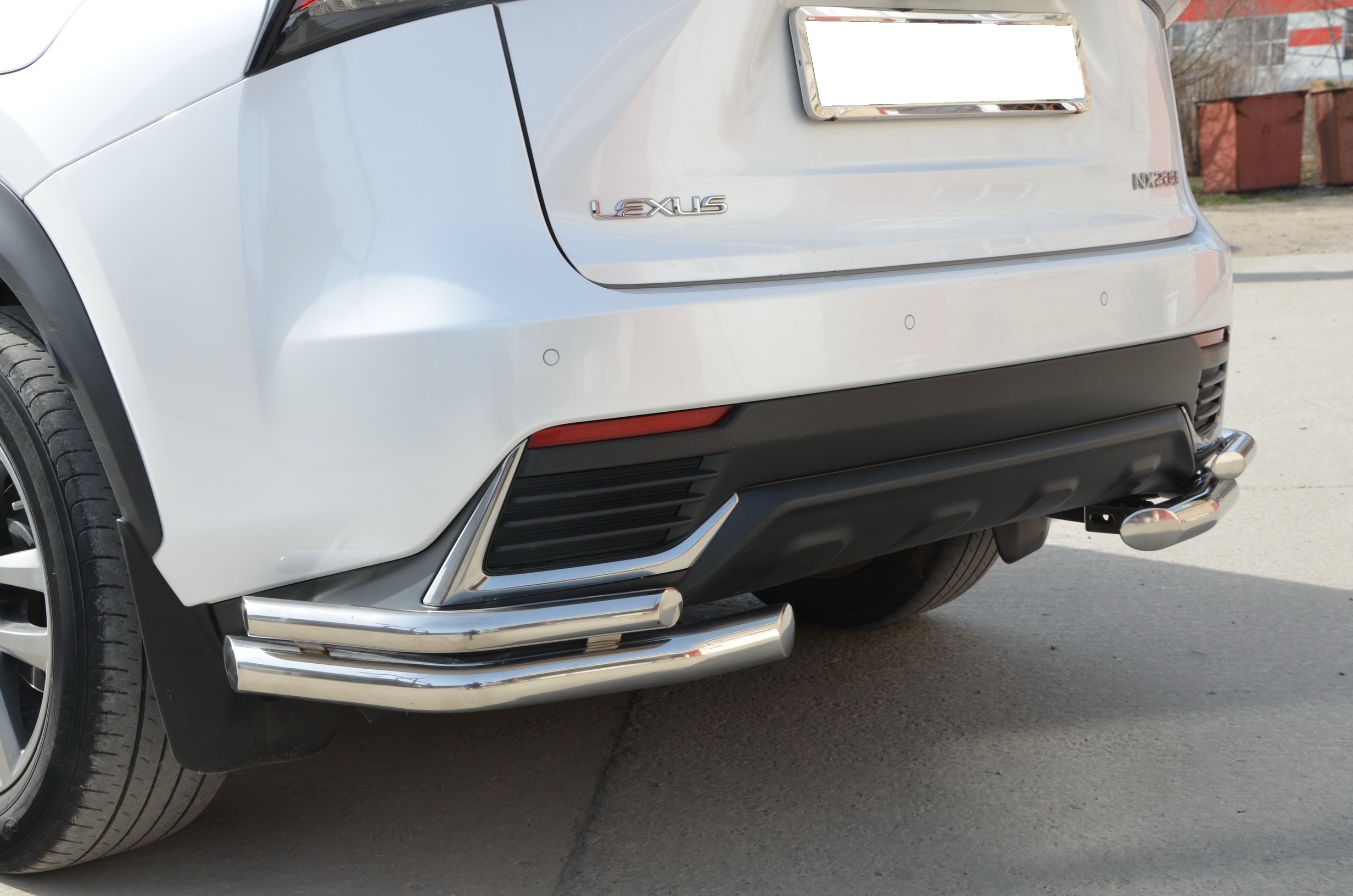 Защита заднего бампера двойная угловая d60/42 мм для Lexus NX I Рестайлинг