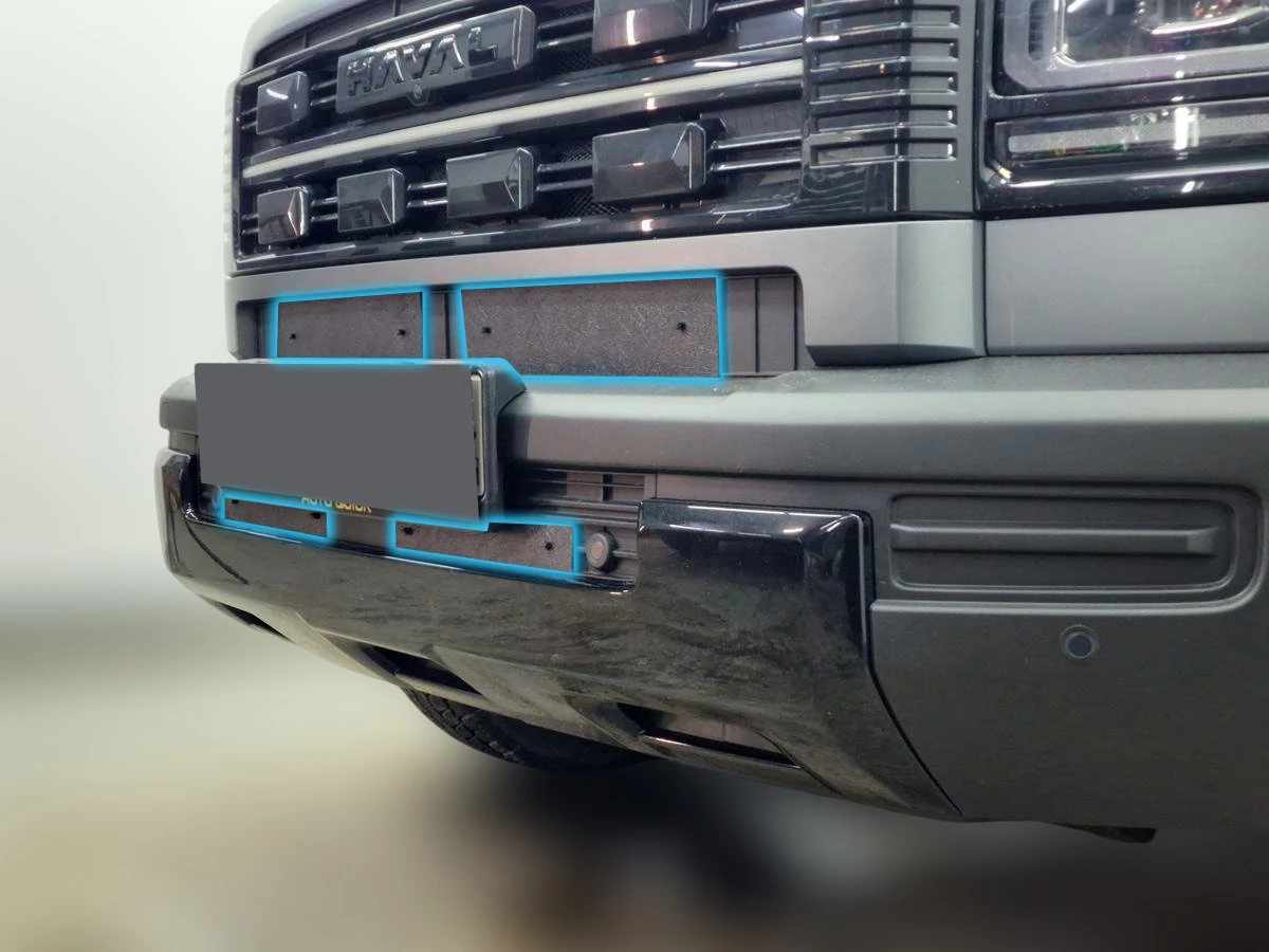 Зимняя заглушка радиатора на стяжке центр 4 части для Haval Menglong (Raptor) I Рестайлинг Черный Стрелка 11 ZZ.HAVMEGRAP.mid
