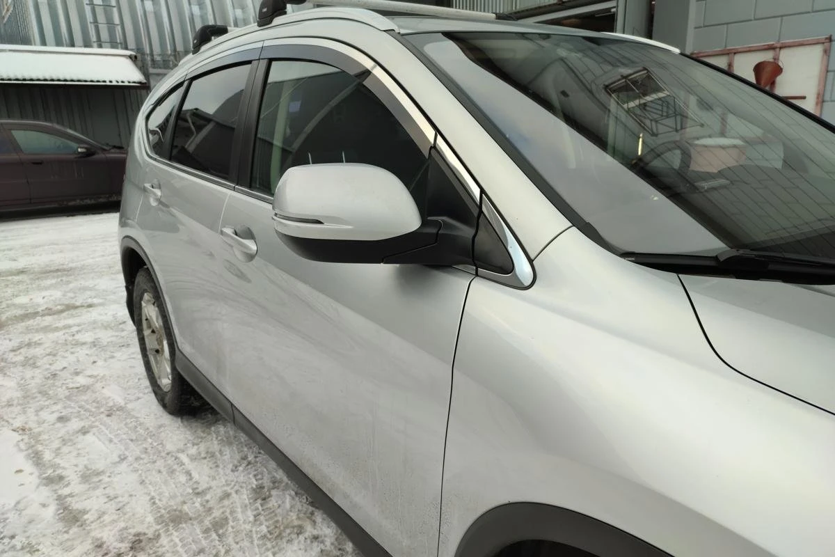 Дефлекторы окон с хром накладками 2D 6 шт для Honda CR-V IV Хром