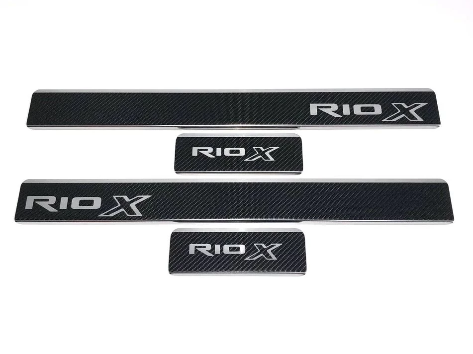 Накладки на пороги нержавеющая сталь под карбон 4шт. для Kia Rio X (X-Line) I Рестайлинг