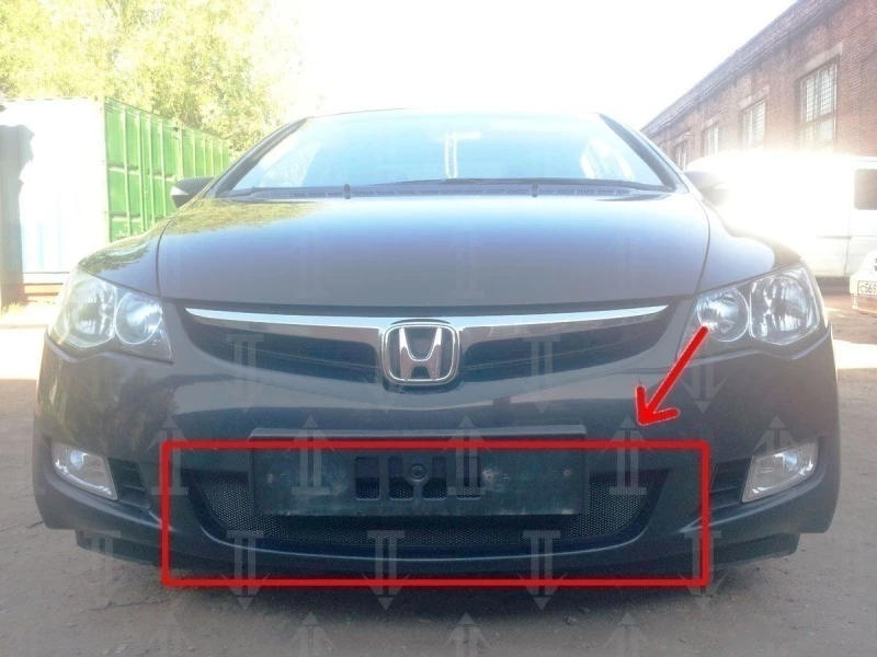 Защитная сетка радиатора для Honda Civic VIII Черный Стрелка 11 HONC4D.black
