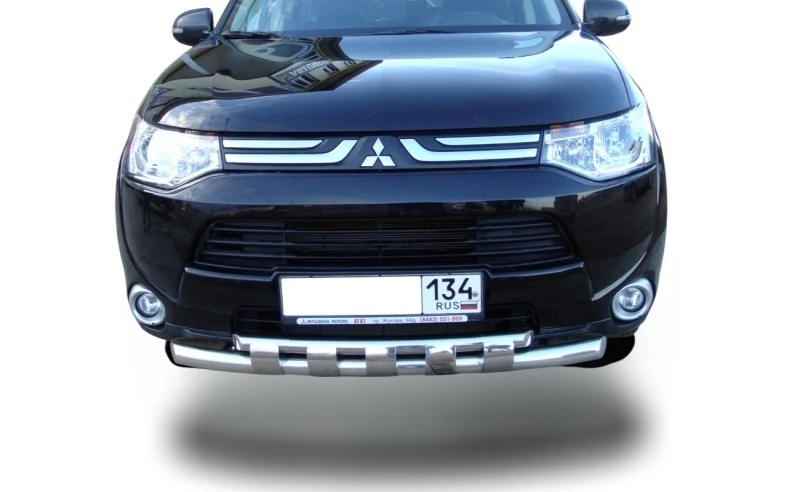 Защита переднего бампера двойная с перемычками d60/42 мм для Mitsubishi Outlander III Рестайлинг  Юко MSO.14.75