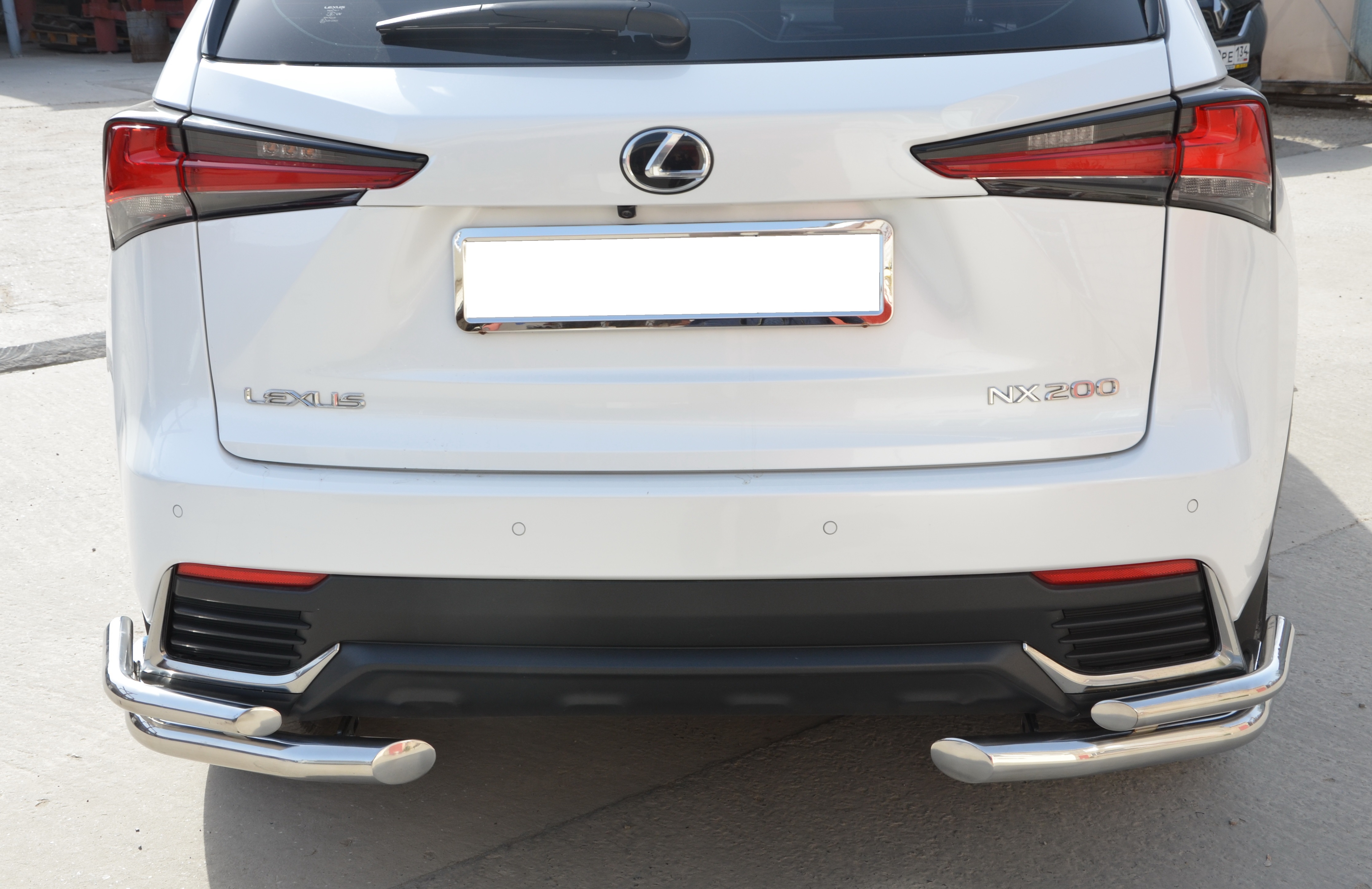 Защита заднего бампера двойная угловая d60/42 мм для Lexus NX I Рестайлинг