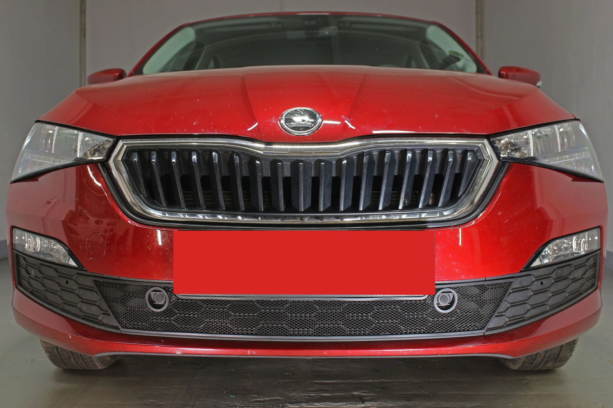 Защитная сетка радиатора низ, с парктроником для Skoda Rapid II